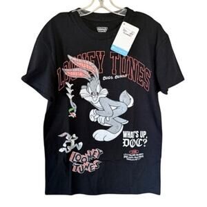 Looney Tunes Bugs Bunny Graphic Tee Black Double Sided M NWT